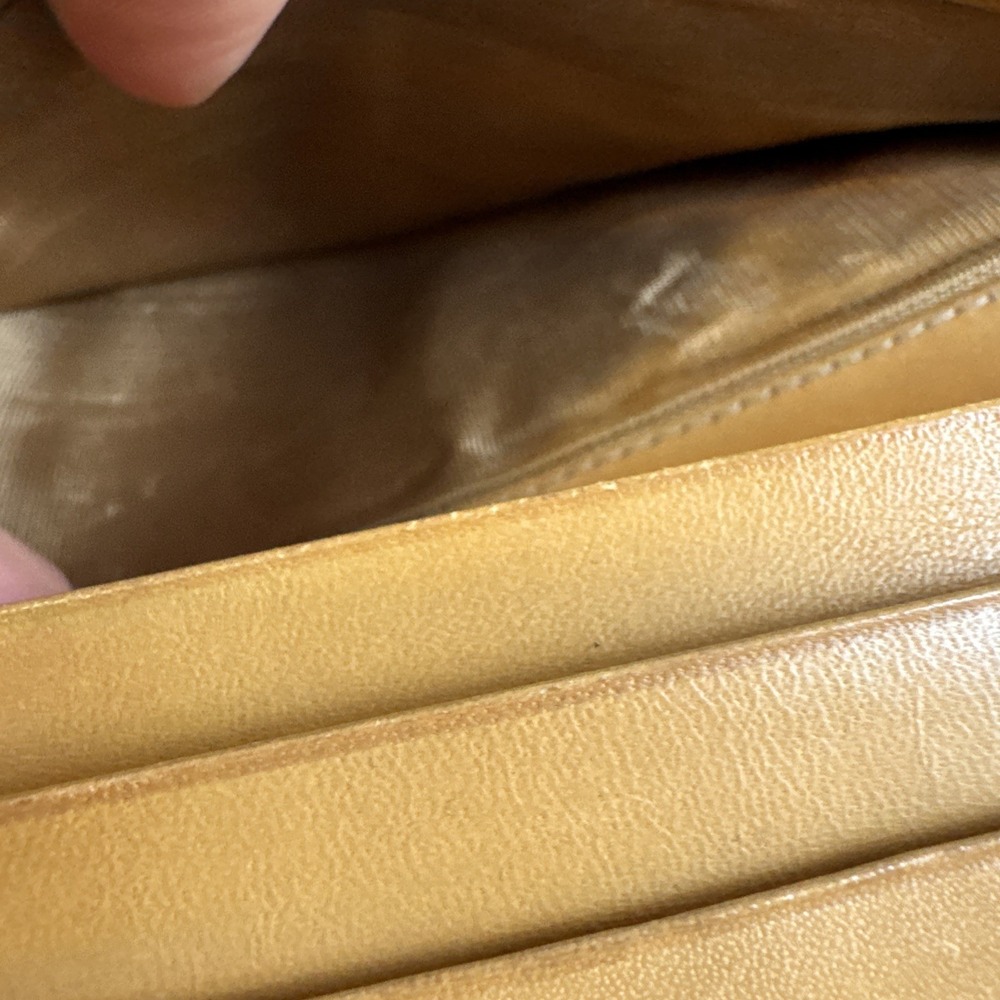 Celine Wallet Triomphe Leather ID Cash & Card Holder Beige / Tan 7" X 3.75" - Picture 9 of 10